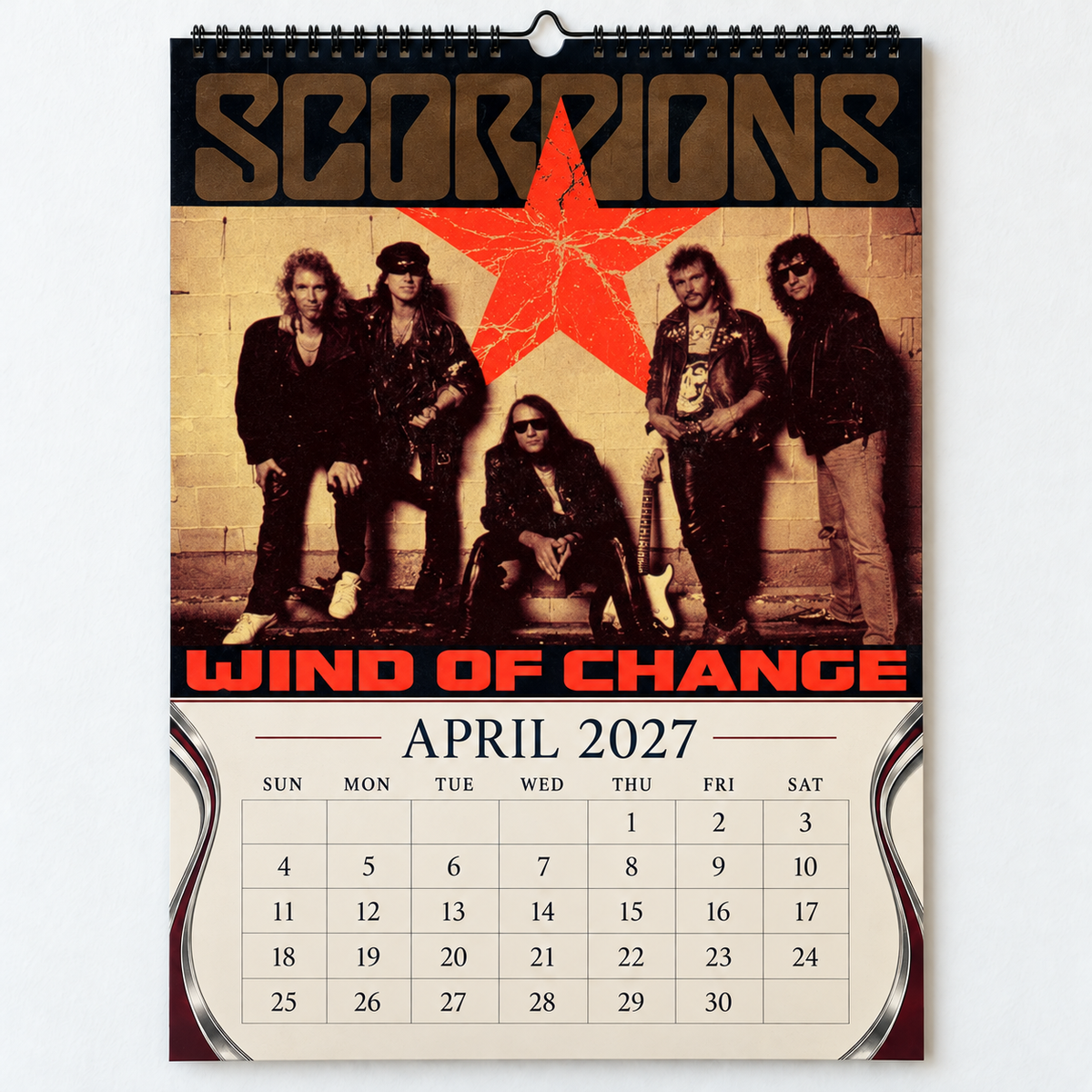 2027 Scorpions Album Cover Wall Calendar – Classic Hard Rock Music Calendar, Still Loving You, Rock You Like a Hurricane, Nostalgic Gift for Fans