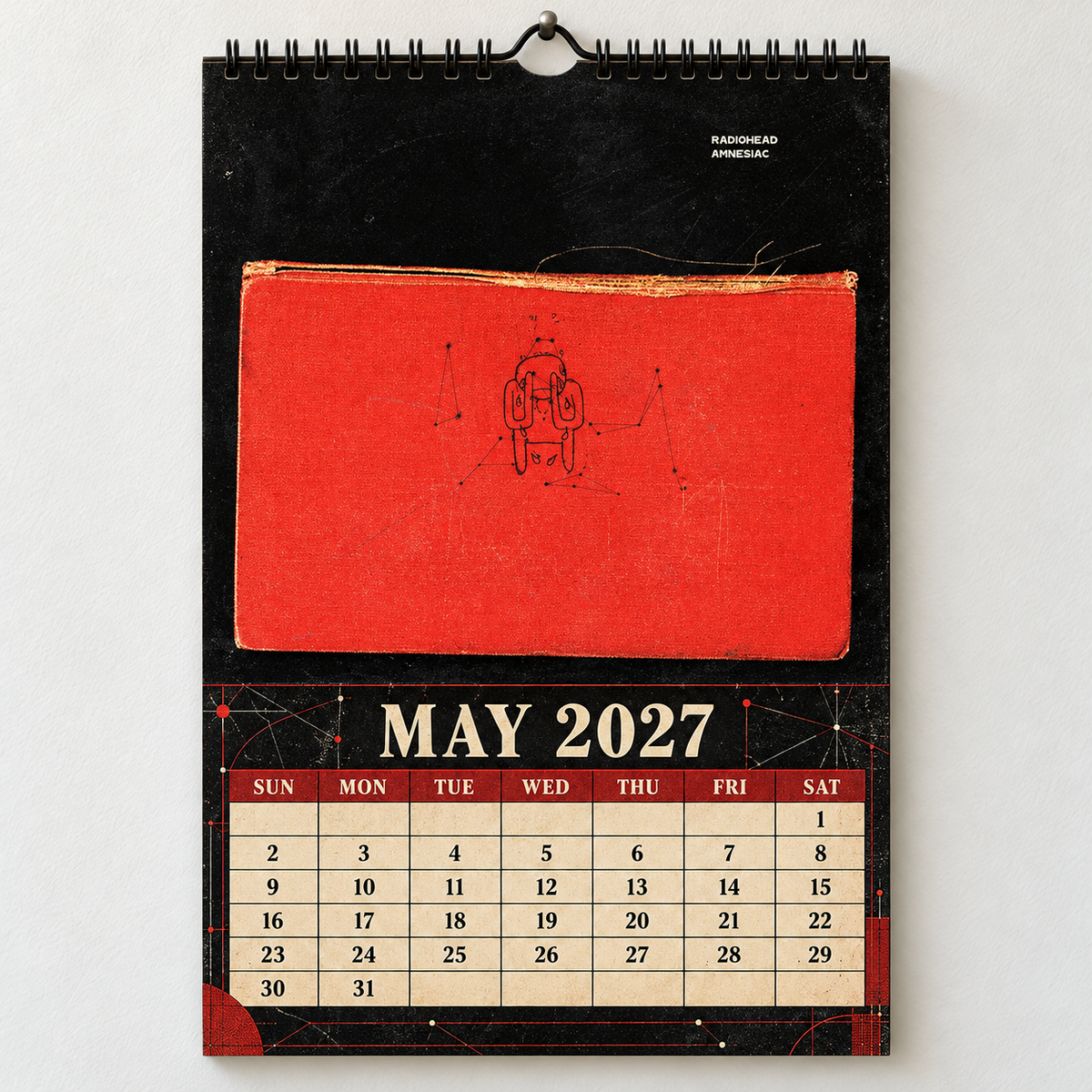 Radiohead 2027 Album Covers Wall Calendar - Alternative Rock Album Art Poster Calendar, Rock Music Fan Holiday Gift