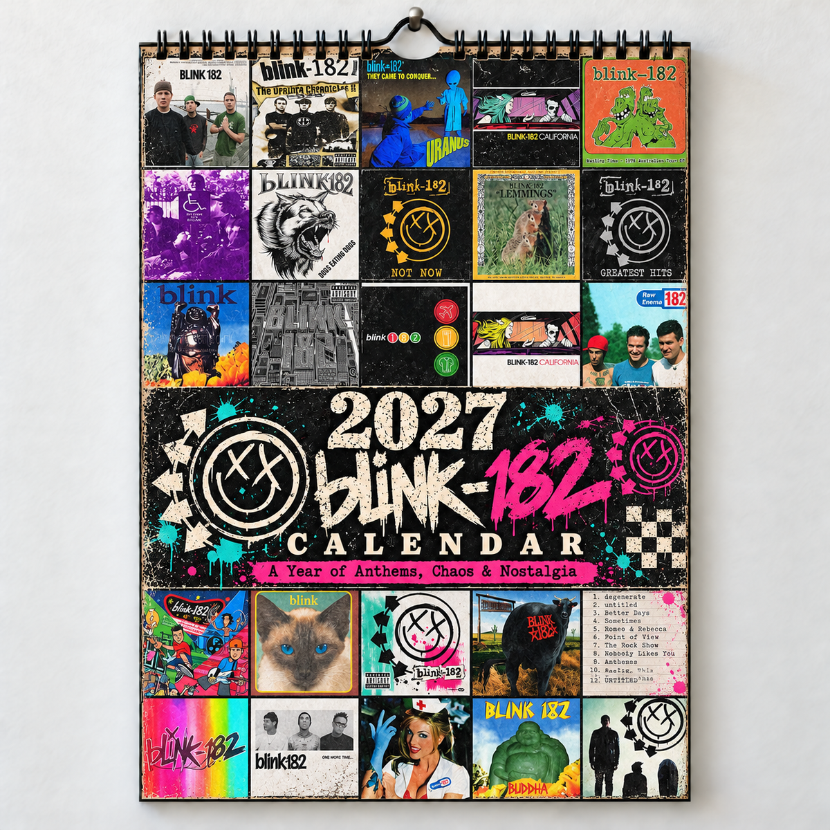 Blink-182 2027 Album Covers Wall Calendar - Pop Punk Album Art Poster Calendar, Rock Music Merchandise Fan Holiday Gift