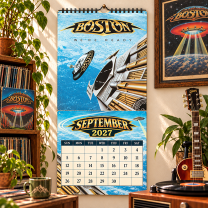 Boston Band Wall Calendar 2027 - 12-Month Classic Rock Music Merchandise & Spaceship Album Art Decor