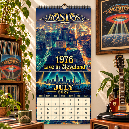Boston Band Wall Calendar 2027 - 12-Month Classic Rock Music Merchandise & Spaceship Album Art Decor