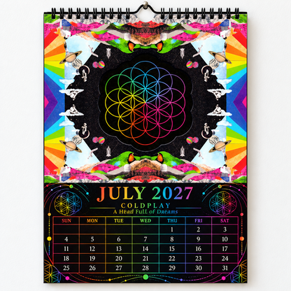 Coldplay 2027 Album Covers Calendar - 12 Month Hanging Wall Decor, Premium Music Fan Gift & Hanging Wall Decor