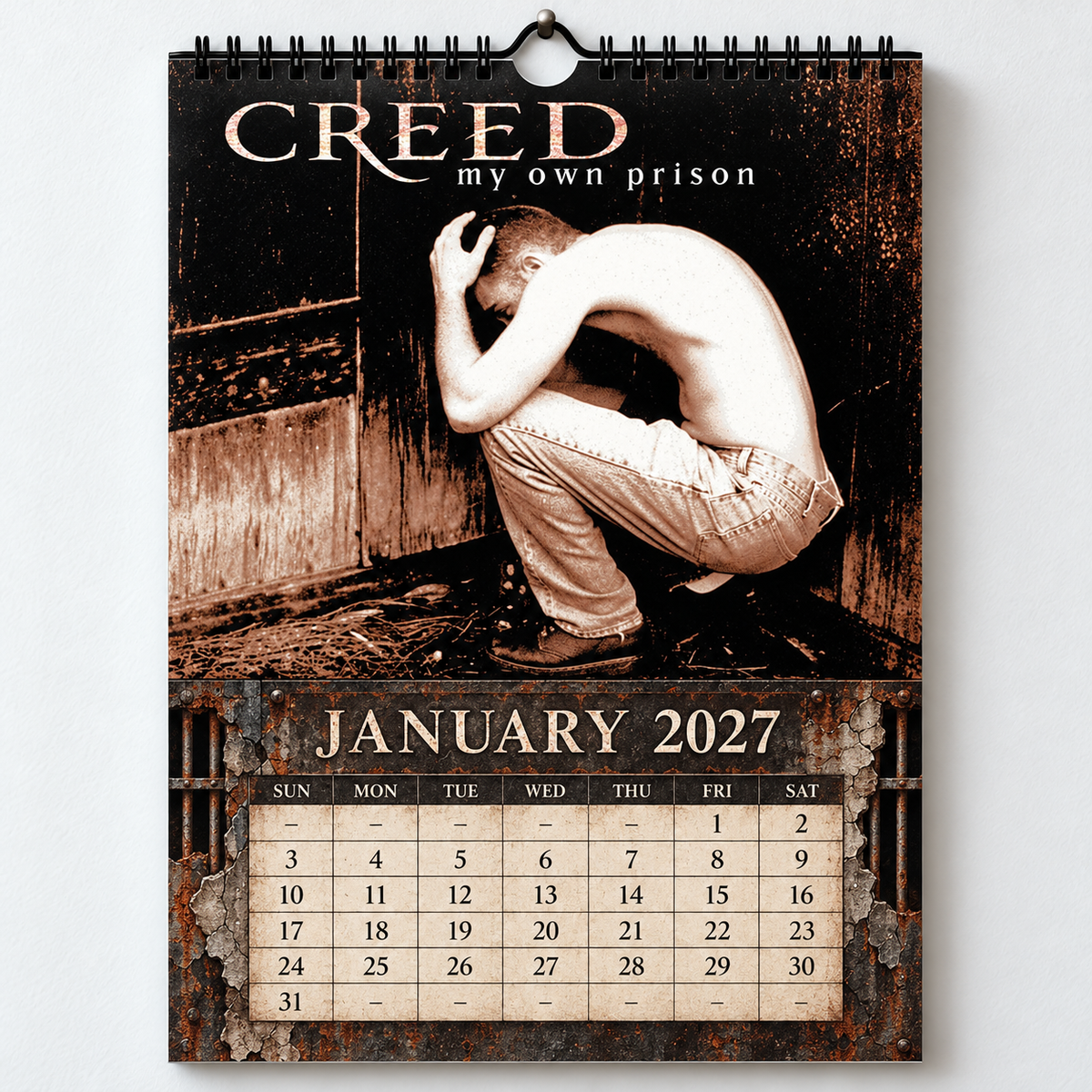 Creed 2027 Album Covers Calendar - 12 Month Hanging Wall Decor Featuring Human Clay, My Own Prison & Greatest Hits Art