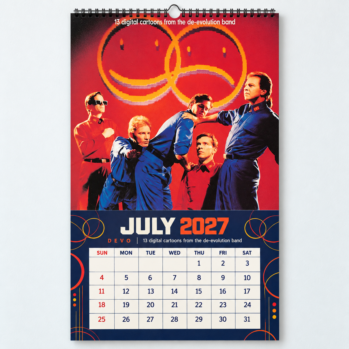 2027 DEVO Album Cover Wall Calendar – Retro 80s New Wave Music Calendar, Synth Punk Rock Band Decor, Nostalgic Gift for DEVO Fans