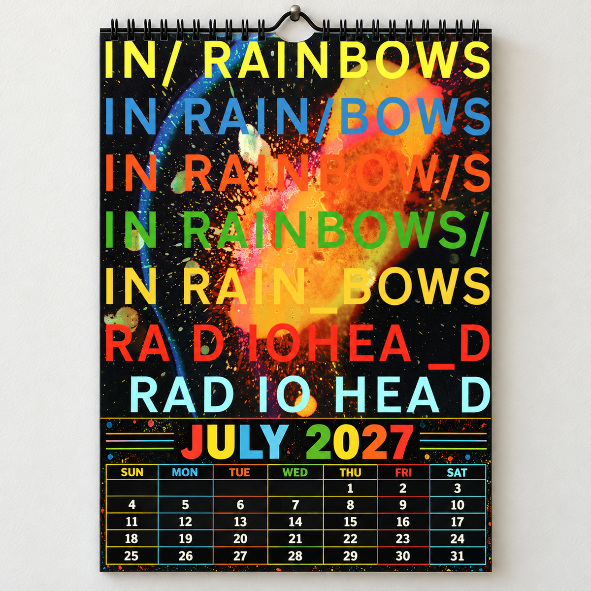 Radiohead 2027 Album Covers Wall Calendar - Alternative Rock Album Art Poster Calendar, Rock Music Fan Holiday Gift