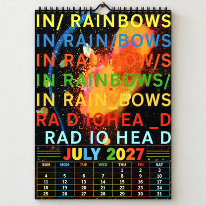 Radiohead 2027 Album Covers Wall Calendar - Alternative Rock Album Art Poster Calendar, Rock Music Fan Holiday Gift