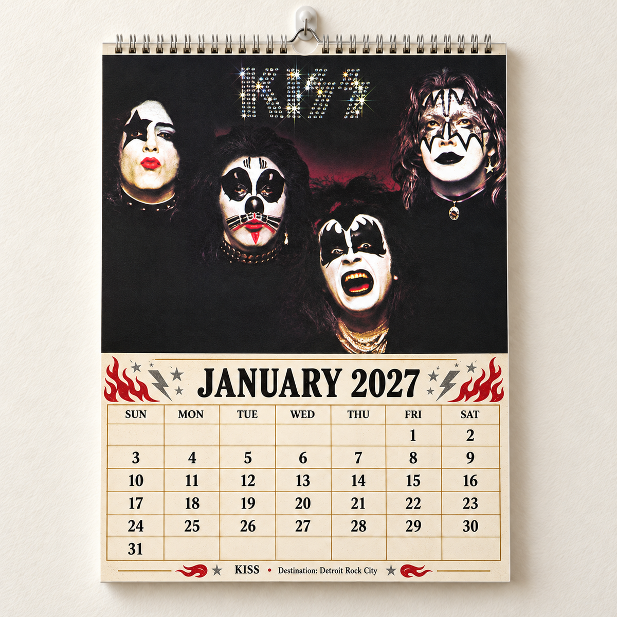 2027 KISS Album Covers Calendar – Vintage Rock Wall Calendar, KISS Band Memorabilia