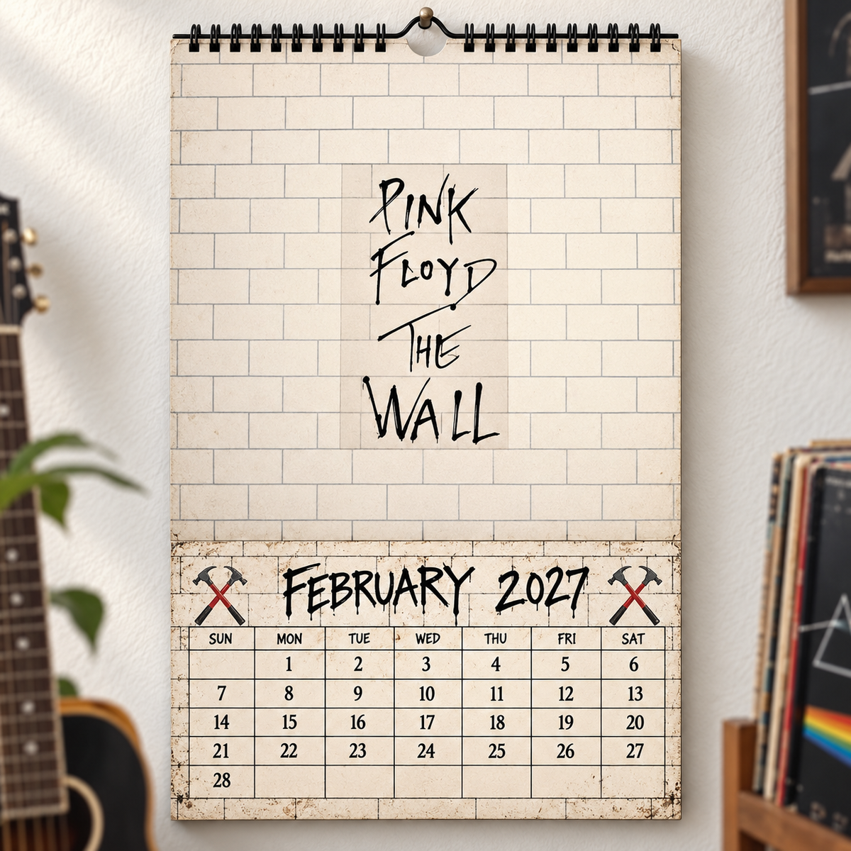 Pink Floyd 2027 Wall Calendar - Album Cover Collage & Prog Rock Discography Art | Premium Classic Rock Fan Gift & Hanging Decor