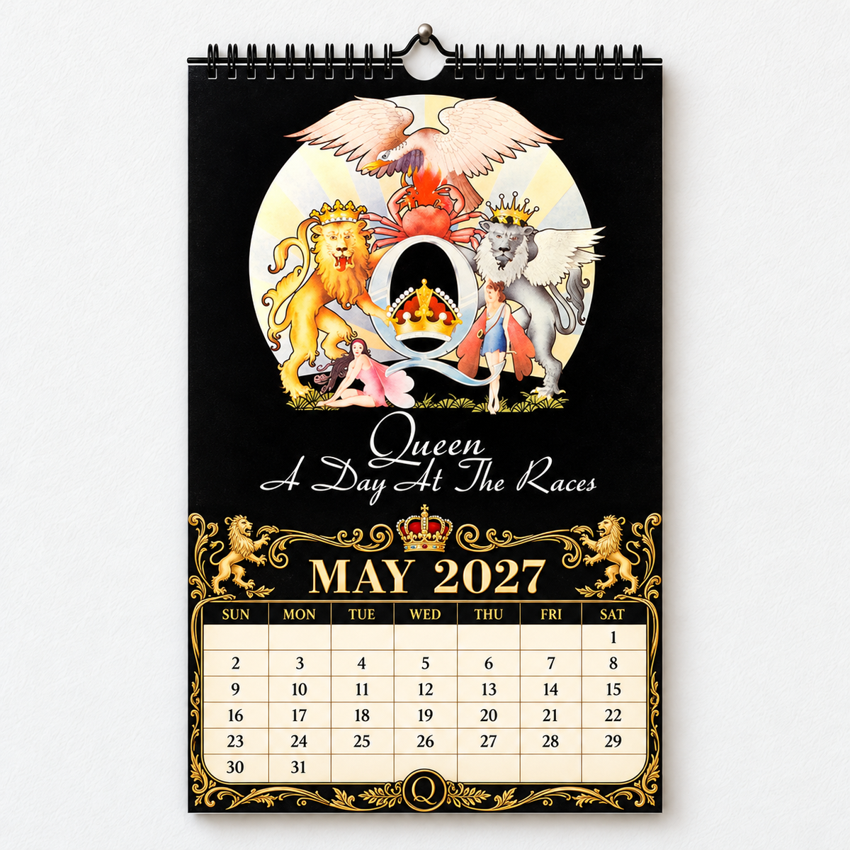 2027 Queen Album Cover Wall Calendar – Freddie Mercury Classic Rock Music Calendar, Bohemian Rhapsody, Vintage Queen Band Fan Gift