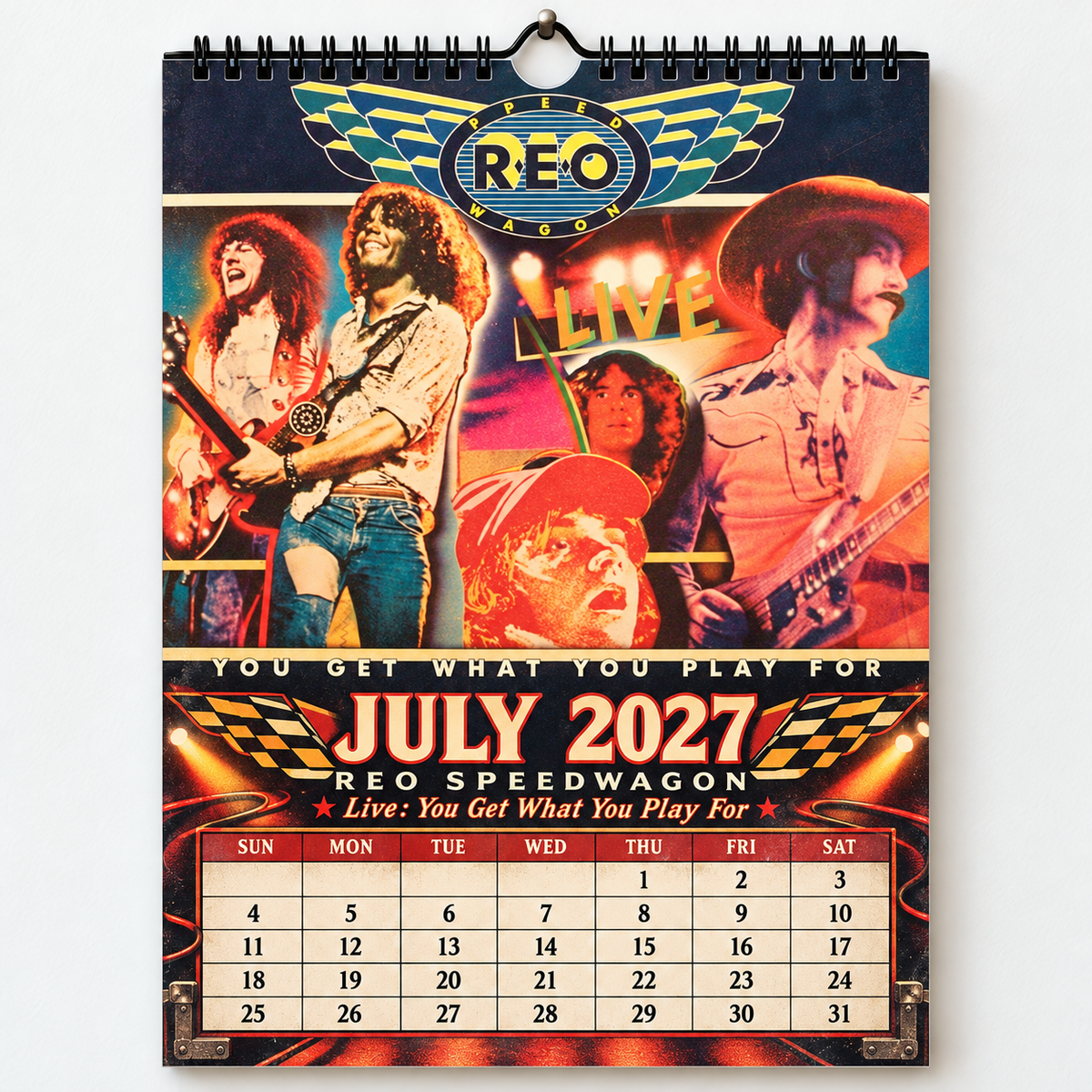 REO Speedwagon 2027 Wall Calendar - Album Cover Collage & Classic Rock Discography Art | Fan Gift & Hanging Decor