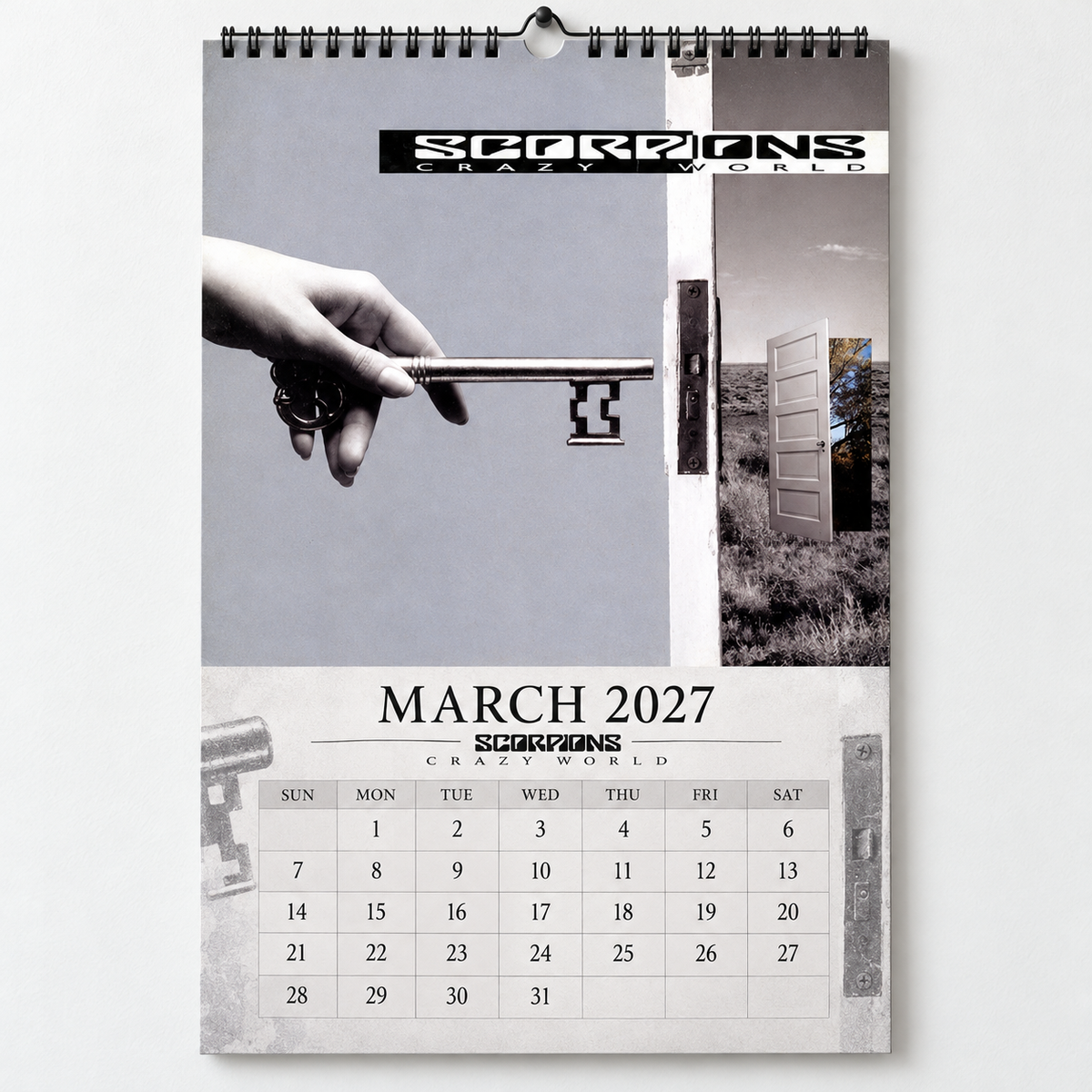 2027 Scorpions Album Cover Wall Calendar – Classic Hard Rock Music Calendar, Still Loving You, Rock You Like a Hurricane, Nostalgic Gift for Fans