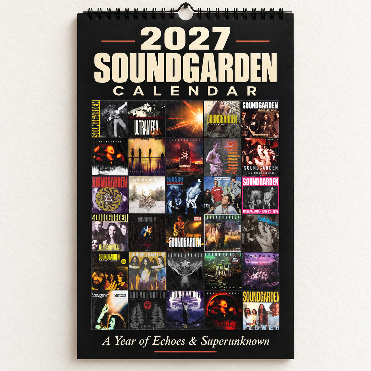 2027 Soundgarden Album Covers Wall Calendar - Spiral Bound Vintage Heavy Metal & Grunge Collector's Calendar - Unique Christmas Stocking Stuffer & Birthday Gift