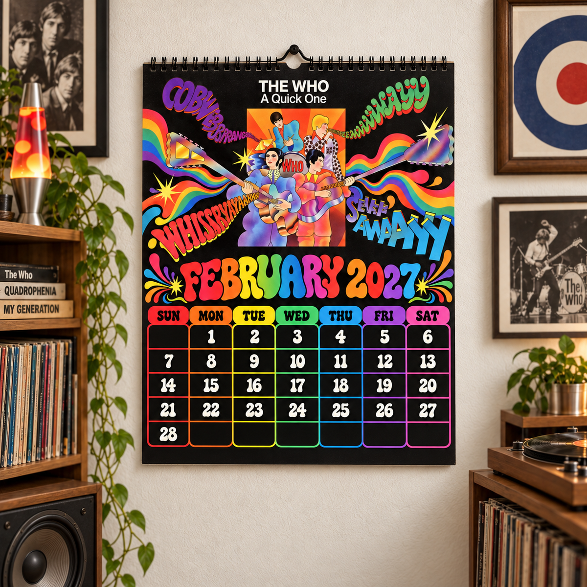 The Who 2027 Album Covers Wall Calendar - Classic Rock Album Art Poster Calendar, Rock Music Merchandise Fan Holiday Gift