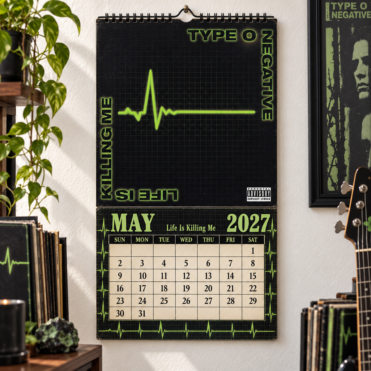 Type O Negative 2027 Album Covers Music Wall Calendar - Timeless Gothic Rock Classic Album Art Hanging Calendar