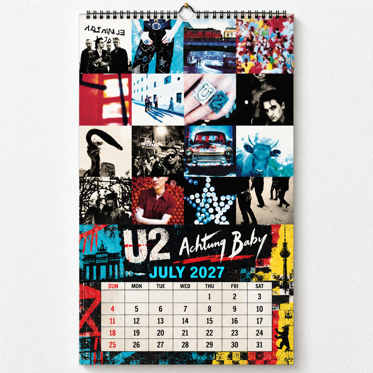 2027 U2 Album Covers Wall Calendar - Spiral Bound Vintage Alternative Rock Collector's Calendar - Unique Christmas Stocking Stuffer & Birthday Gift