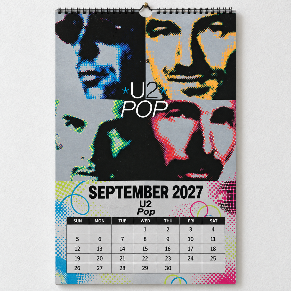 2027 U2 Album Covers Wall Calendar - Spiral Bound Vintage Alternative Rock Collector's Calendar - Unique Christmas Stocking Stuffer & Birthday Gift