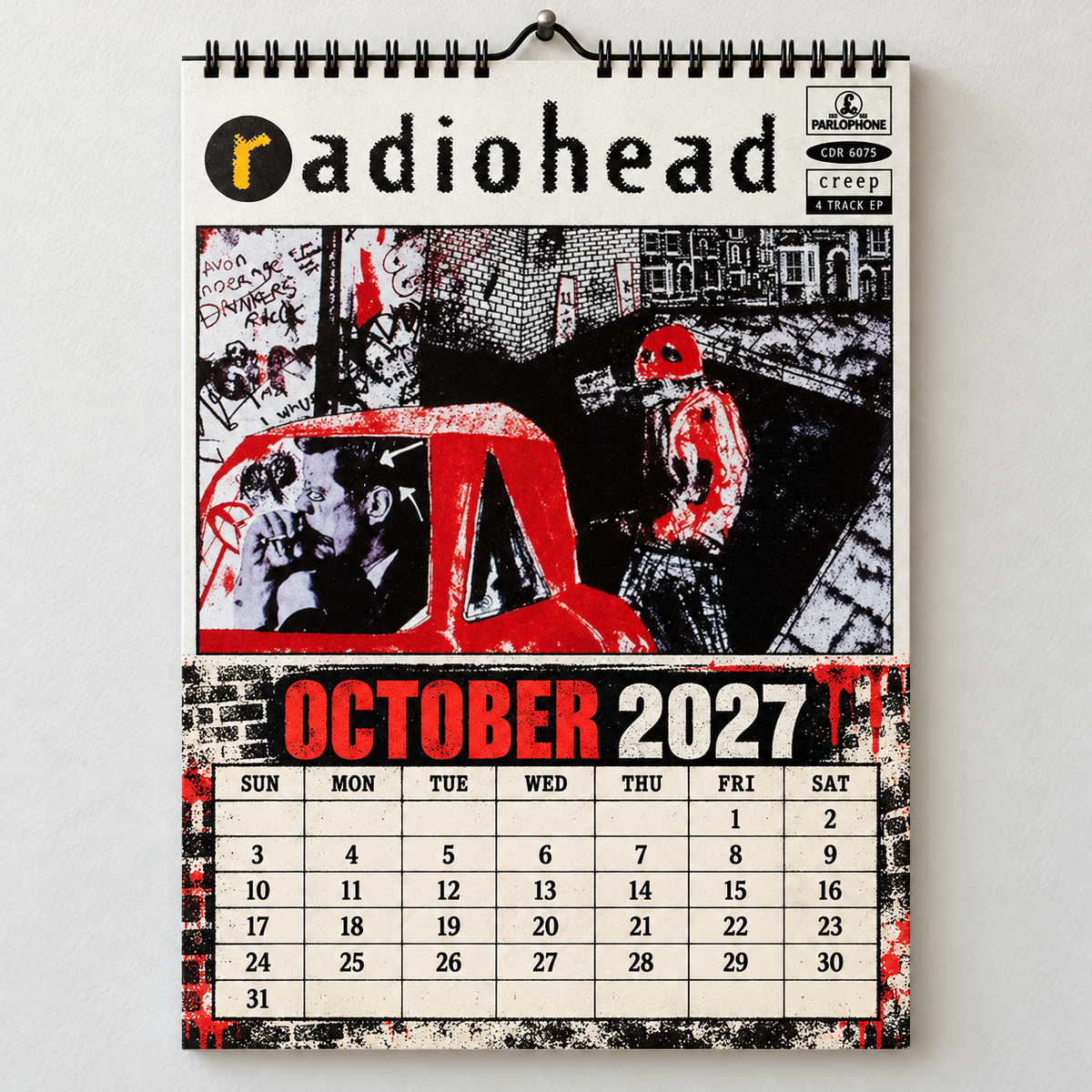 Radiohead 2027 Album Covers Wall Calendar - Alternative Rock Album Art Poster Calendar, Rock Music Fan Holiday Gift