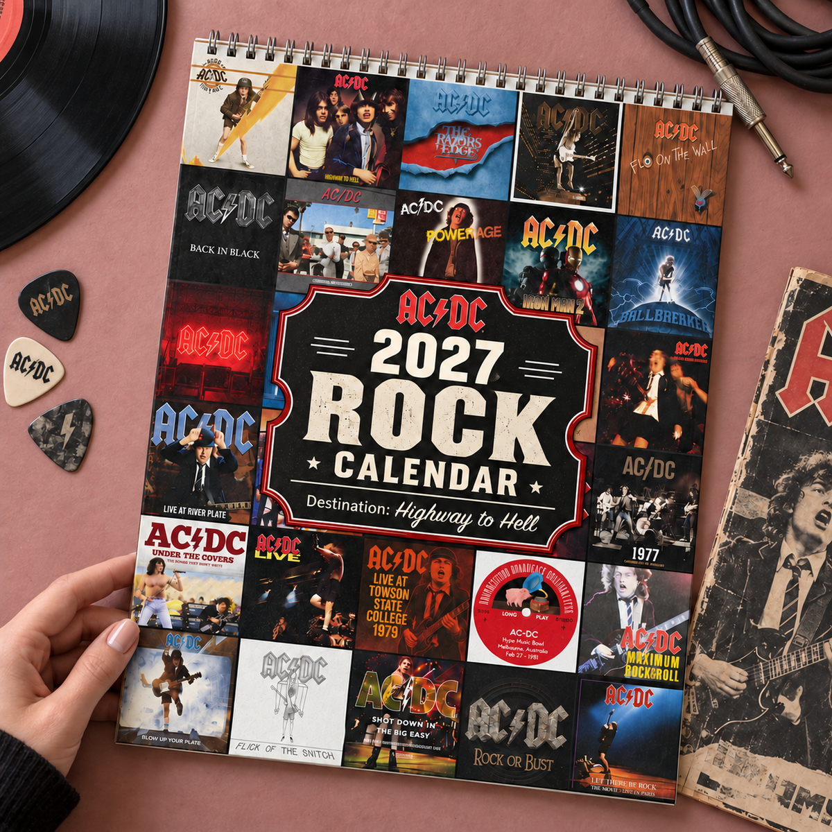 AC/DC 2027 Calendar - Classic Hard Rock Band Wall Planner, Unique Gift for AC/DC Fans
