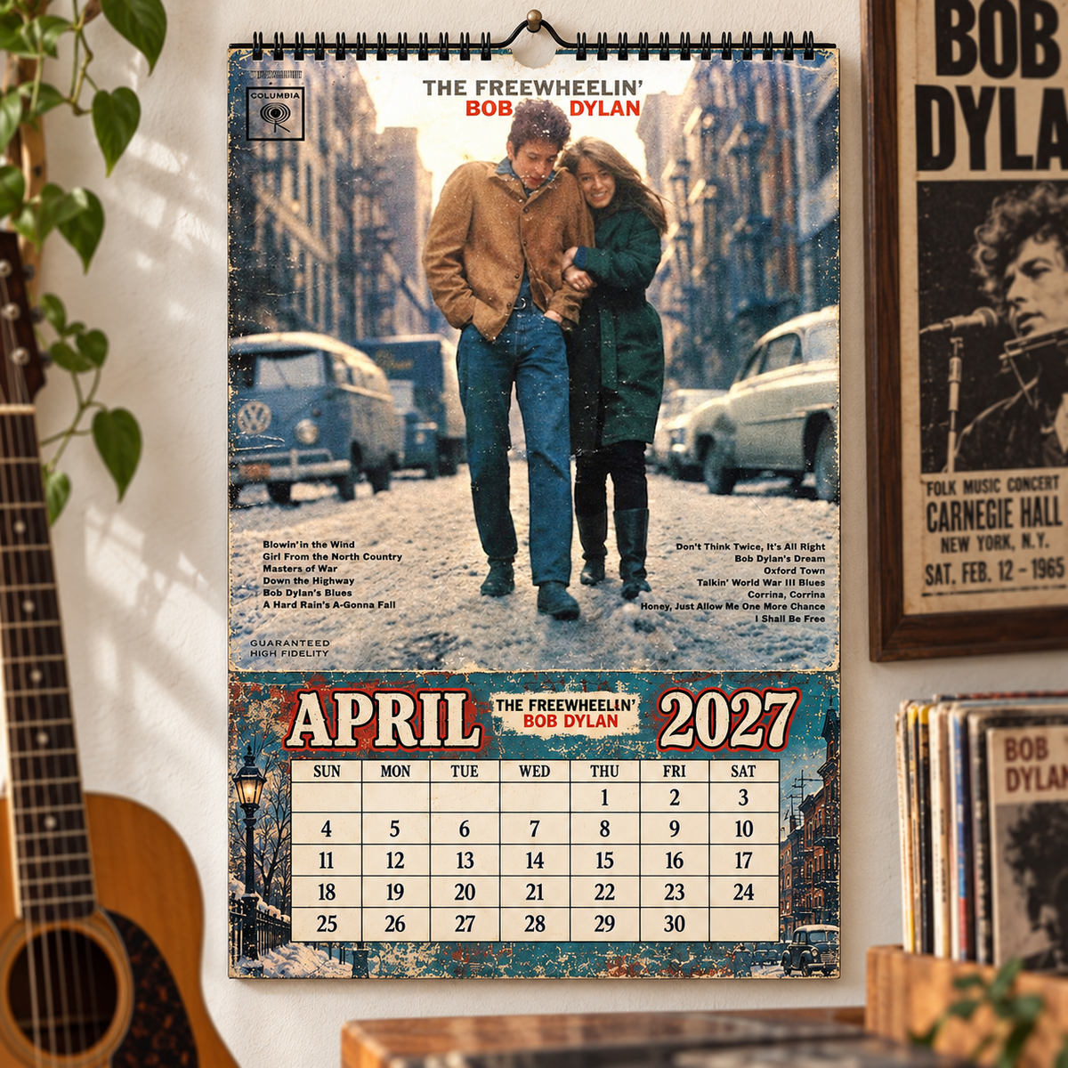 Bob Dylan 2027 Album Cover Calendar - Classic Art Wall Planner, Music Keepsake Fan Gift