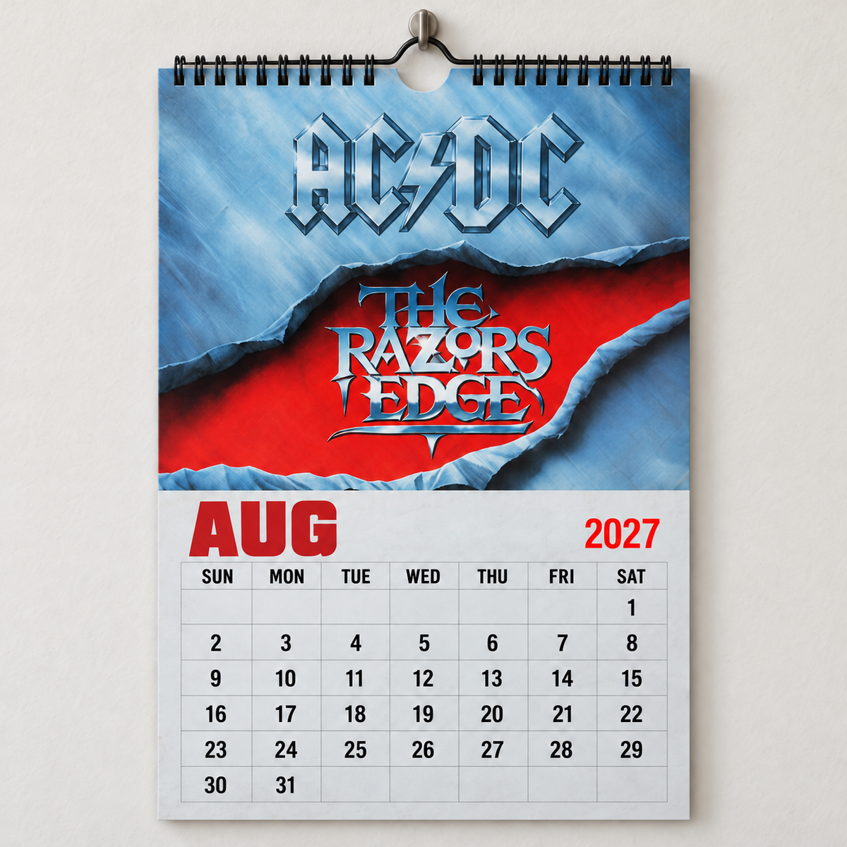 AC/DC 2027 Calendar - Classic Hard Rock Band Wall Planner, Unique Gift for AC/DC Fans