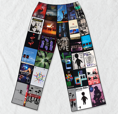 Depeche Mode Pajama Pants - Retro Dave Gahan & Martin Gore Discography Artwork Collage Printed Sleepwear Pants - Perfect Holiday Gift for Synth-Pop Fans