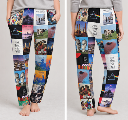 Pink Floyd Pajama Pants - Progressive Rock Album Cover Grid Collage Soft Sleep Lounge Pants with Pockets for Men & Women Music Gift