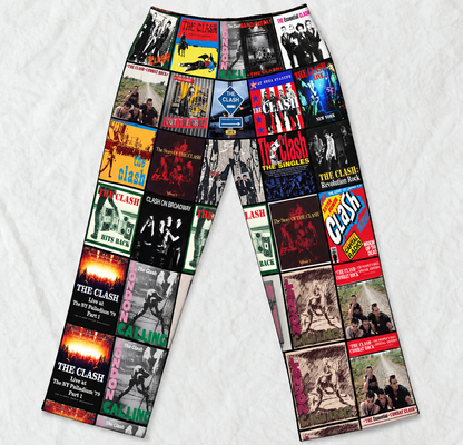 The Clash Pajama Pants - Punk Rock & Post-Punk Album Cover Grid Collage Soft Sleep Lounge Pants with Pockets for Men & Women Music Gift