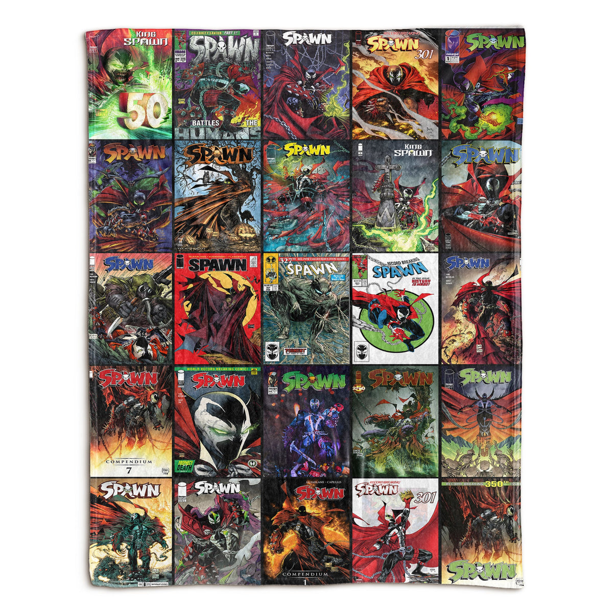 Spawn Comic Album Collage Sherpa Blanket – Todd McFarlane Dark Superhero Throw Blanket for Music Fan