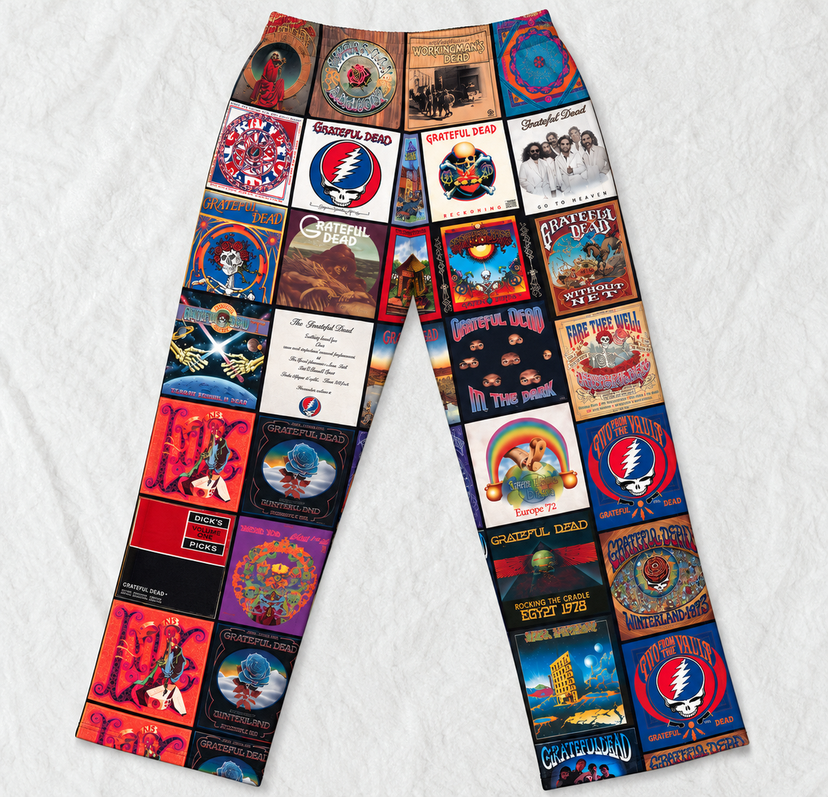 Grateful Dead Pajama Pants - Psychedelic Rock Album Cover Grid Collage Soft Sleep Lounge Pants with Pockets for Men & Women Music Gift
