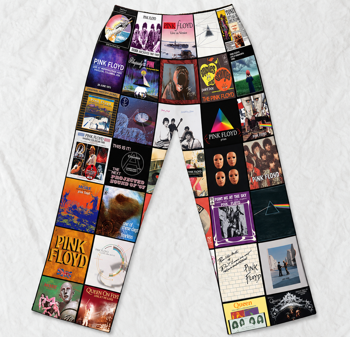 Pink Floyd Pajama Pants - Progressive Rock Album Cover Grid Collage Soft Sleep Lounge Pants with Pockets for Men & Women Music Gift