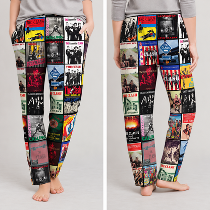 The Clash Pajama Pants - Punk Rock & Post-Punk Album Cover Grid Collage Soft Sleep Lounge Pants with Pockets for Men & Women Music Gift