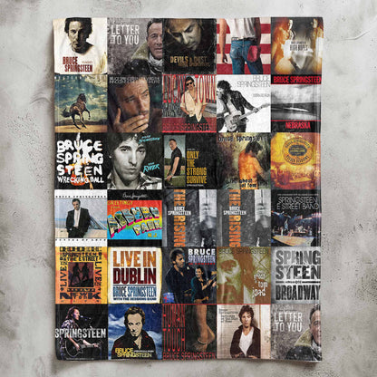 Bruce Springsteen Album Collage Sherpa Blanket – A Warm Tribute to The Boss