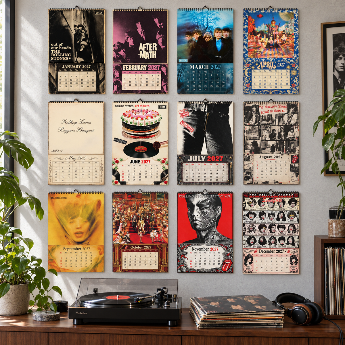 The Rolling Stones 2027 Calendar - Classic Rock Album Art and Photography Monthly Wall Calendar