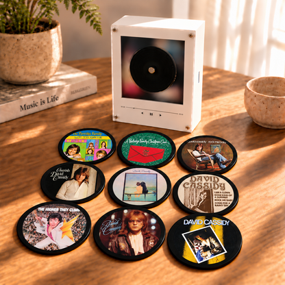 David Cassidy MagTune Mini CD Player Light - Premium 70s Pop Music Merchandise, Rock Me Baby Album Art LED Night Light Tabletop Decor Gift