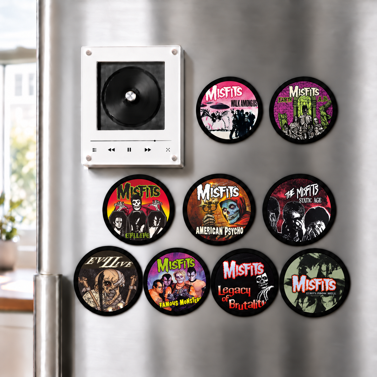 Misfits MagTune Mini CD Player Light - Premium Punk Rock Merchandise, Walk Among Us Album Art LED Night Light Tabletop Decor Fan Gift