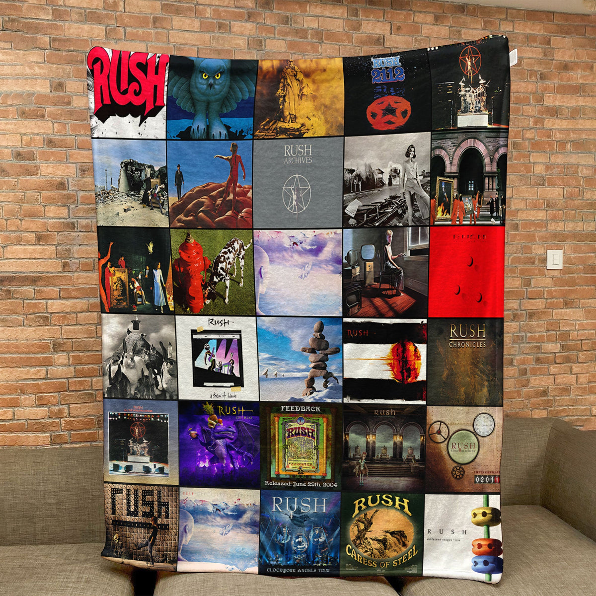 Rush Album Collage Sherpa Blanket – A Progressive Rock Tribute in Ultimate Comfort