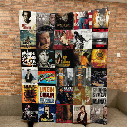 Bruce Springsteen Album Collage Sherpa Blanket – A Warm Tribute to The Boss