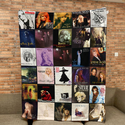 Stevie Nicks Album Covers Collage Sherpa Blanket – Classic Rock Legend & Boho Chic Throw Blanket