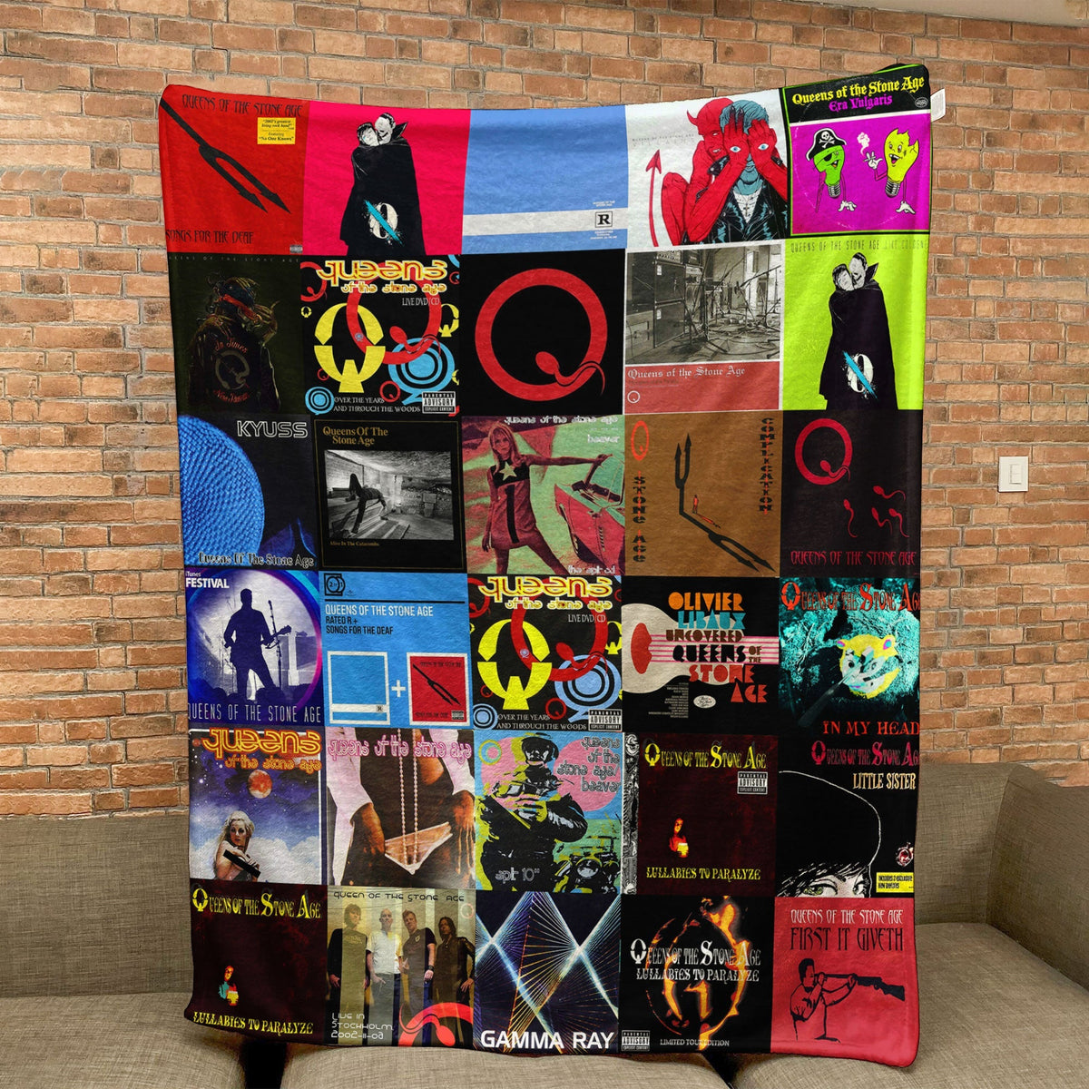 Queen Album Covers Collage Sherpa Blanket – Classic British Rock Legend Throw Blanket