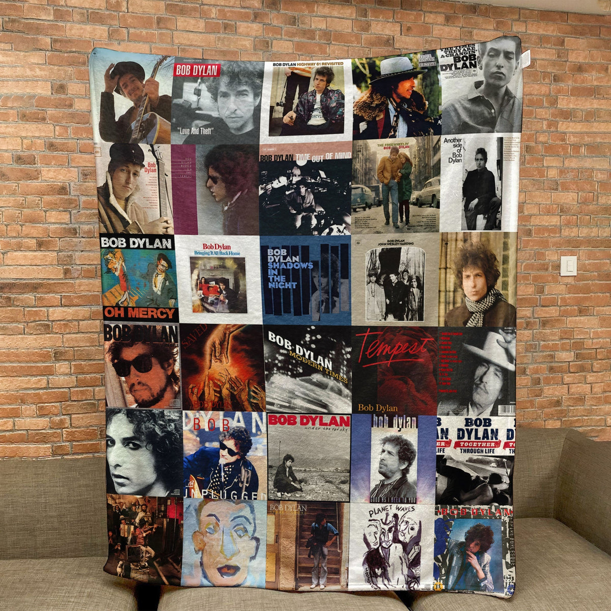 Bob Dylan Album Covers Collage Sherpa Blanket – 60s 70s Folk Rock Legend Throw Blanket Fan Gift
