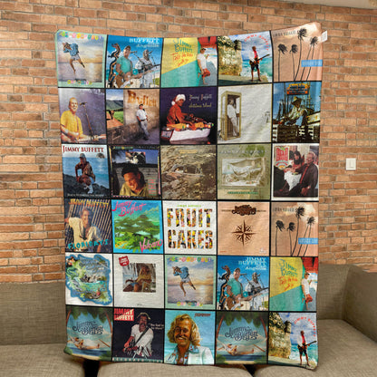 Jimmy Buffett Album Collage Sherpa Blanket – A Cozy Escape for Music Lover