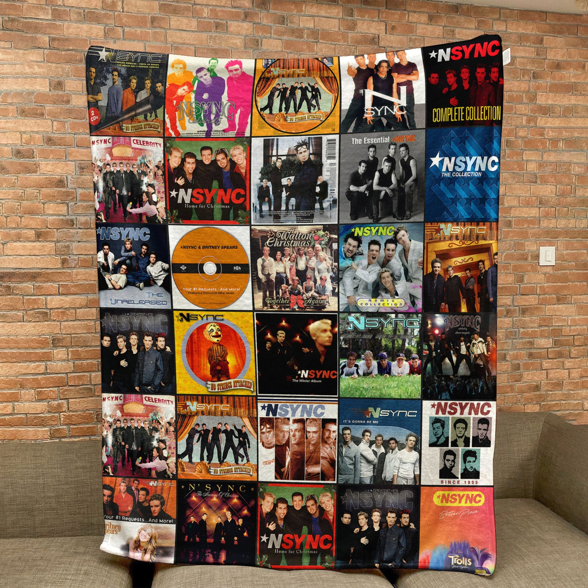 NSYNC Album Covers Collage Sherpa Blanket – 90s 2000s Boy Band Throw Blanket