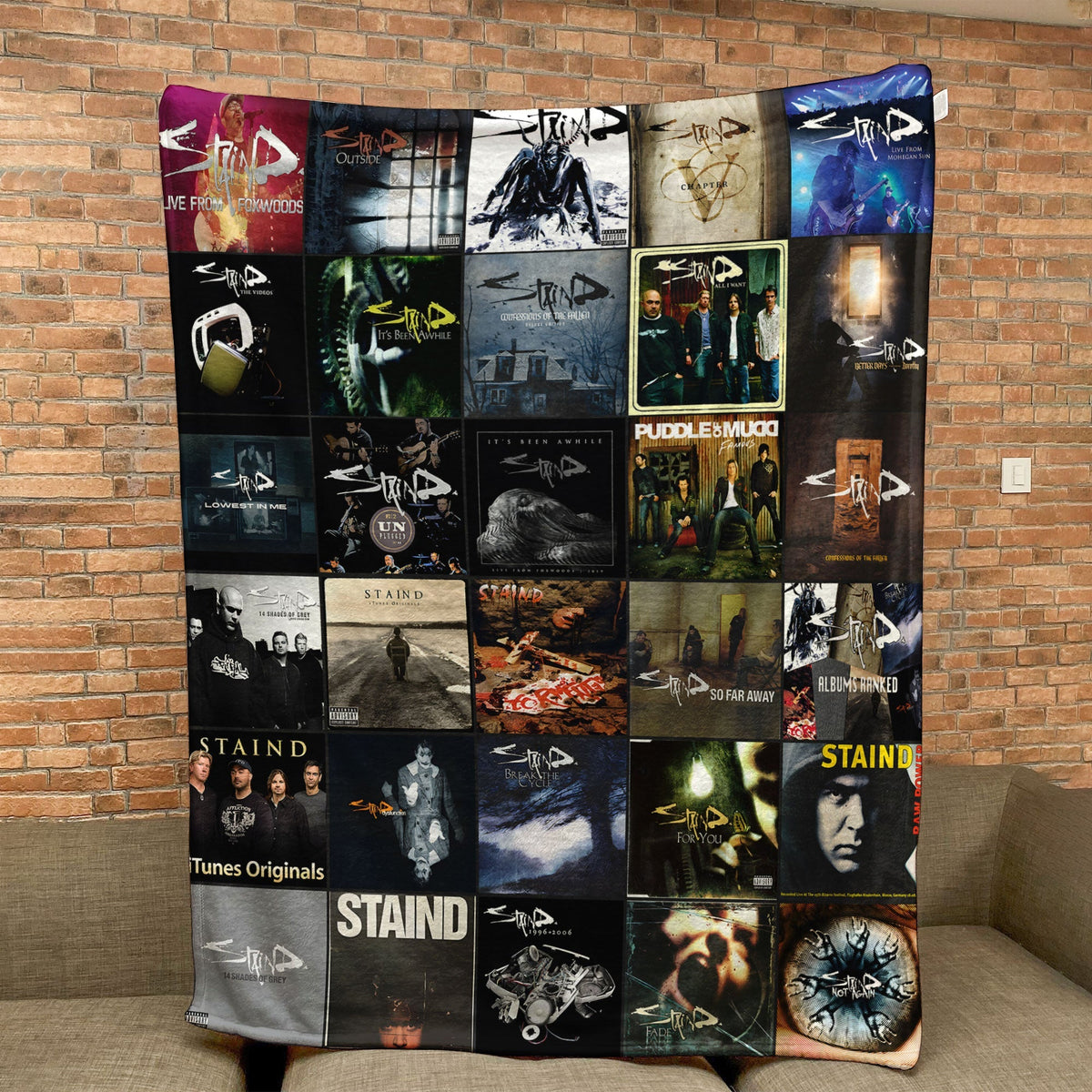 Staind Album Covers Collage Sherpa Blanket – Iconic Gift for Rock Fans