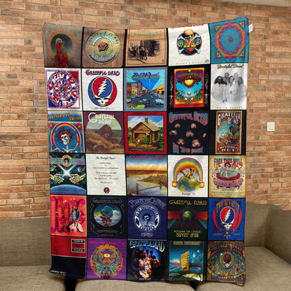 Grateful Dead Album Covers Collage Sherpa Blanket – Psychedelic Classic Rock Legend Throw Blanket