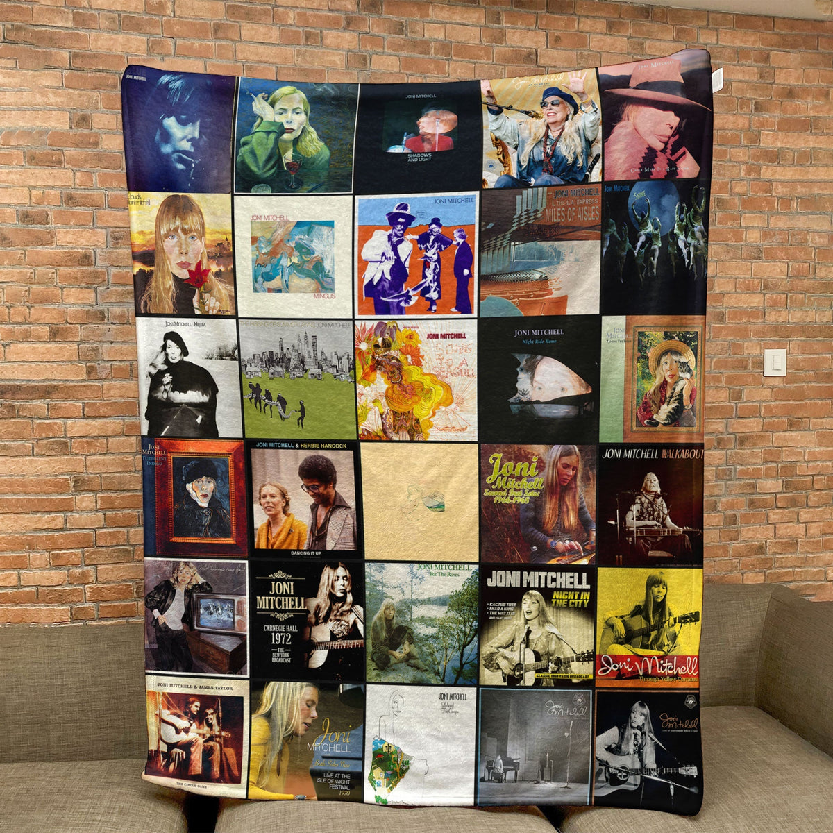 Joni Mitchell Album Covers Collage Sherpa Blanket – Classic Gift for True Fans