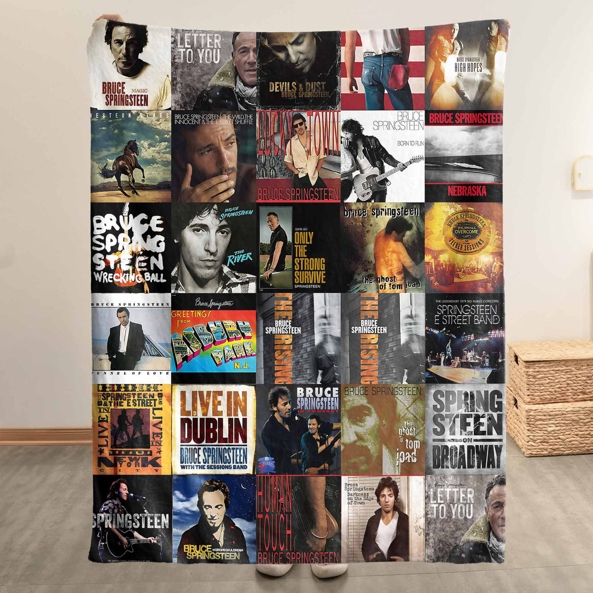 Bruce Springsteen Album Collage Sherpa Blanket – A Warm Tribute to The Boss