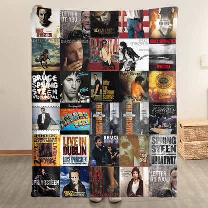Bruce Springsteen Album Collage Sherpa Blanket – A Warm Tribute to The Boss