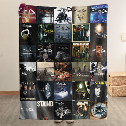 Staind Album Covers Collage Sherpa Blanket – Iconic Gift for Rock Fans