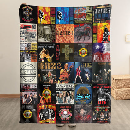 Guns N’ Roses Album Collage Sherpa Blanket – A Loud, Wild Flashback to Rock’s Most Explosive Era