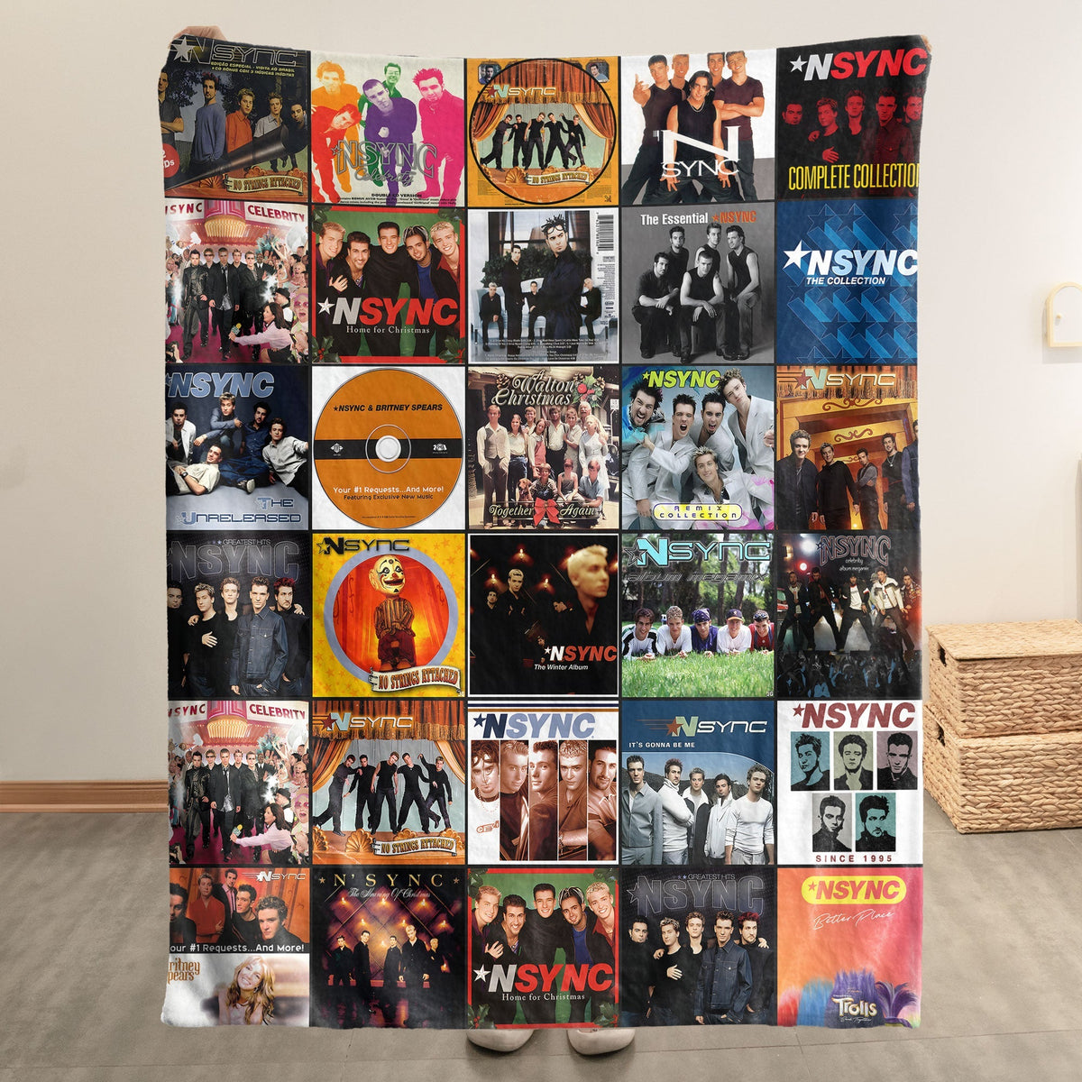 NSYNC Album Covers Collage Sherpa Blanket – 90s 2000s Boy Band Throw Blanket